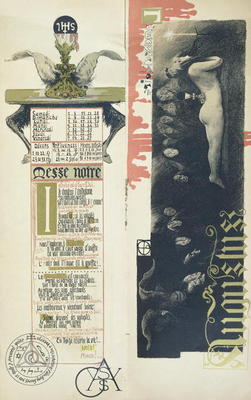 CHT173742 The Black Mass, the month of August for a magic calendar published in 'Art Nouveau' review, 1896 (colour litho); by Orazi, Manuel (fl.1898-1934); colour lithograph; Private Collection; Archives Charmet; Italian, out of copyright